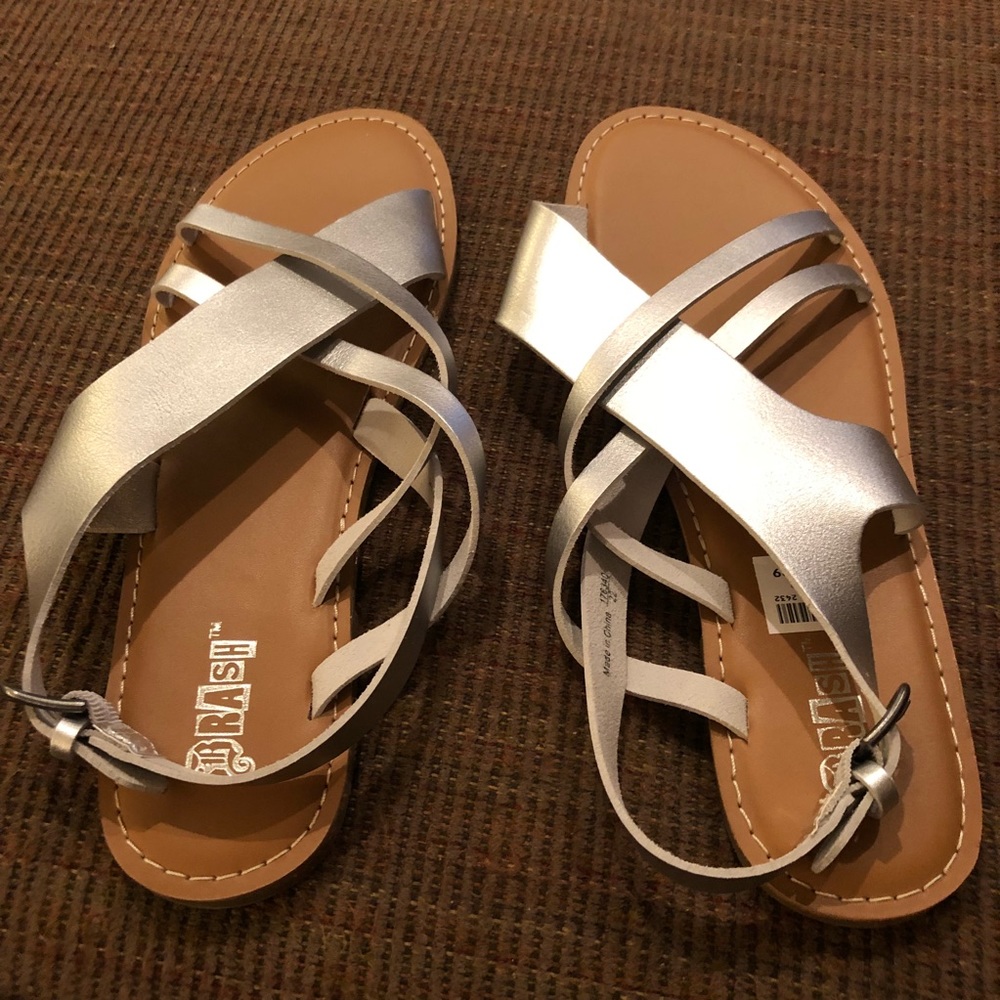 Silver Strappy Sandals - 12